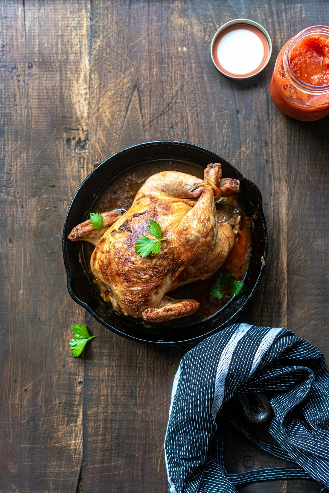 Cristello's famous maple-brined rotisserie chicken, golden and juicy