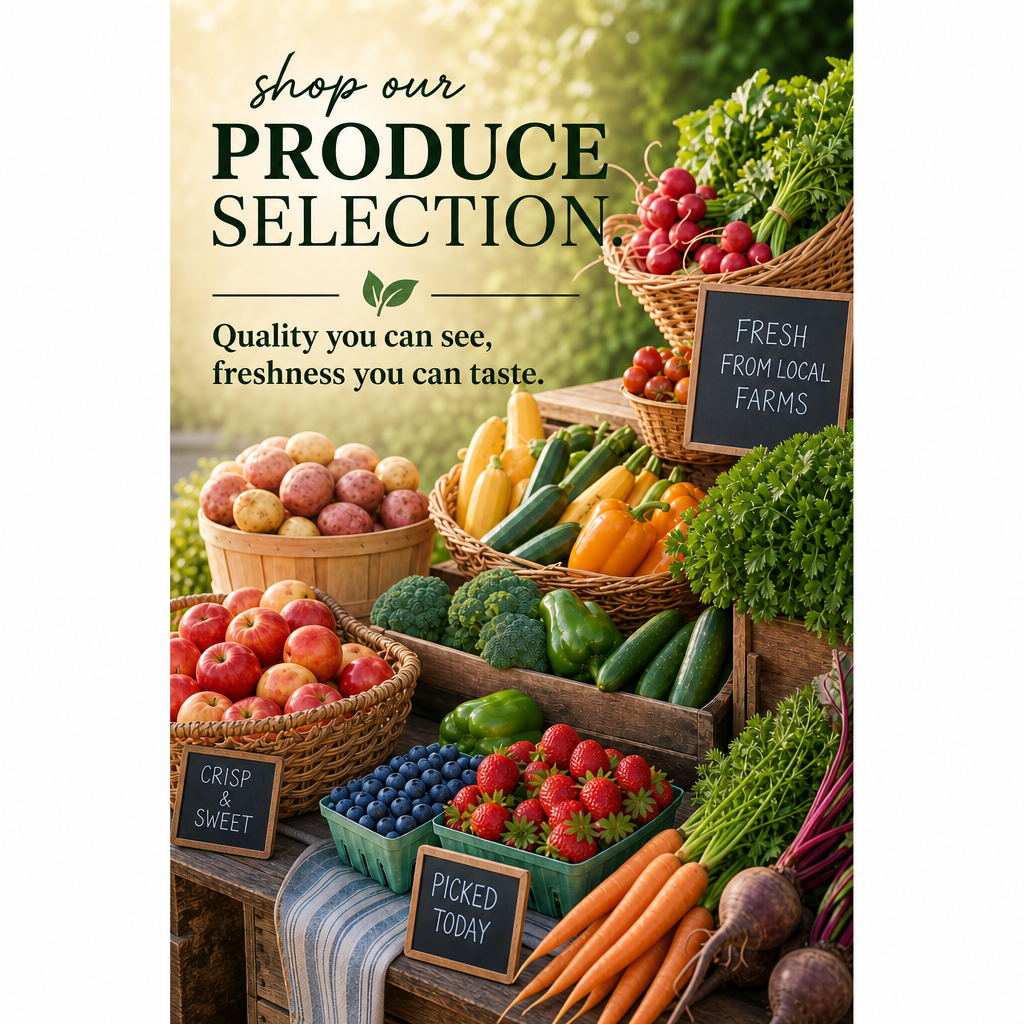 Colourful fresh produce display at Cristello's Village Market